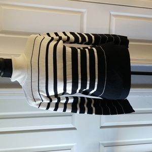 Black/White Striped Turtleneck Sweater